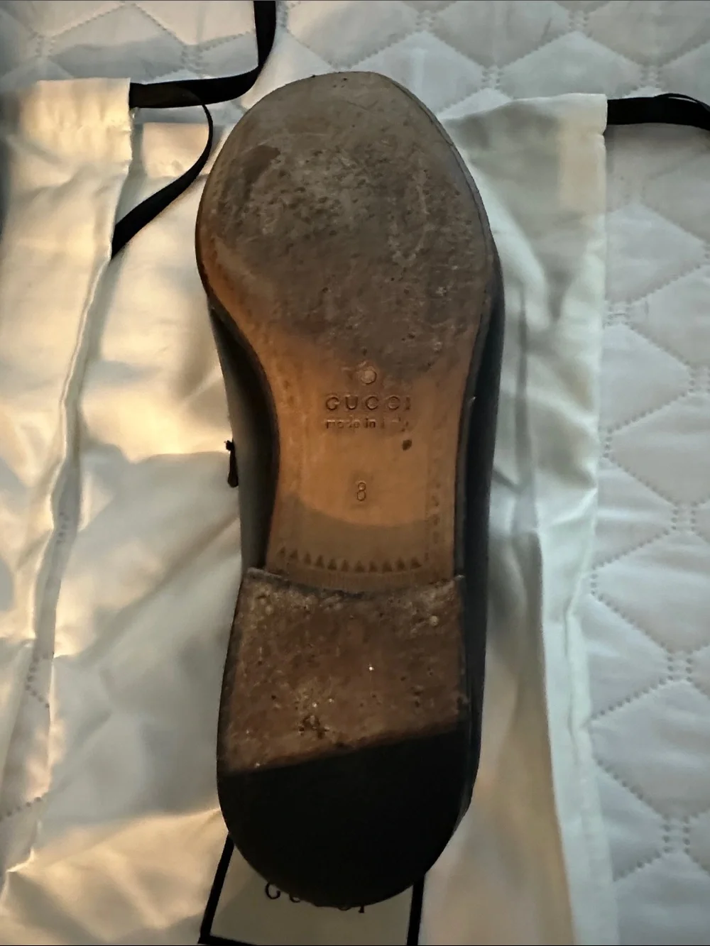 Gucci Black Leather Horsebit (Silver)Slip-On Loafers, 8, Great Condition